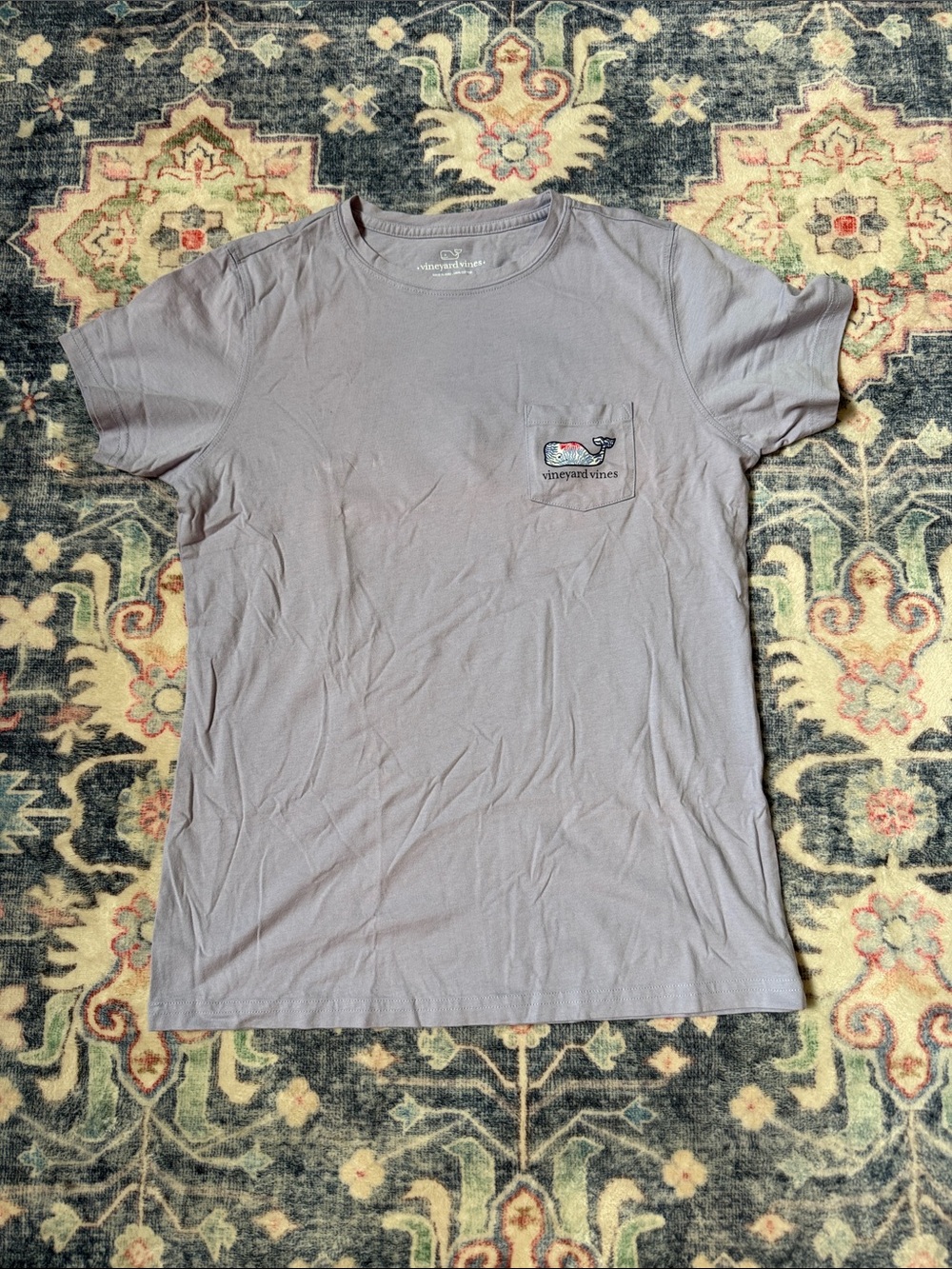 Vineyard Vines Lavender Pocket Tee with Whale Patch